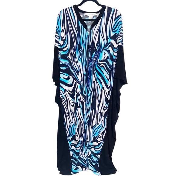 Vintage Diamond Tea Robe Womens Small Caftan Muu Muu House Coat Beachy Zip